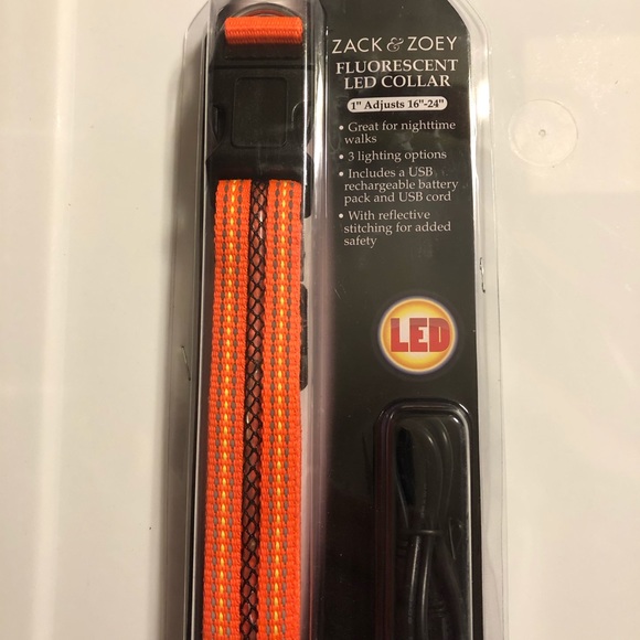 Zack & Zoey Fluorescent LED Dog Collar Orange - Picture 1 of 6